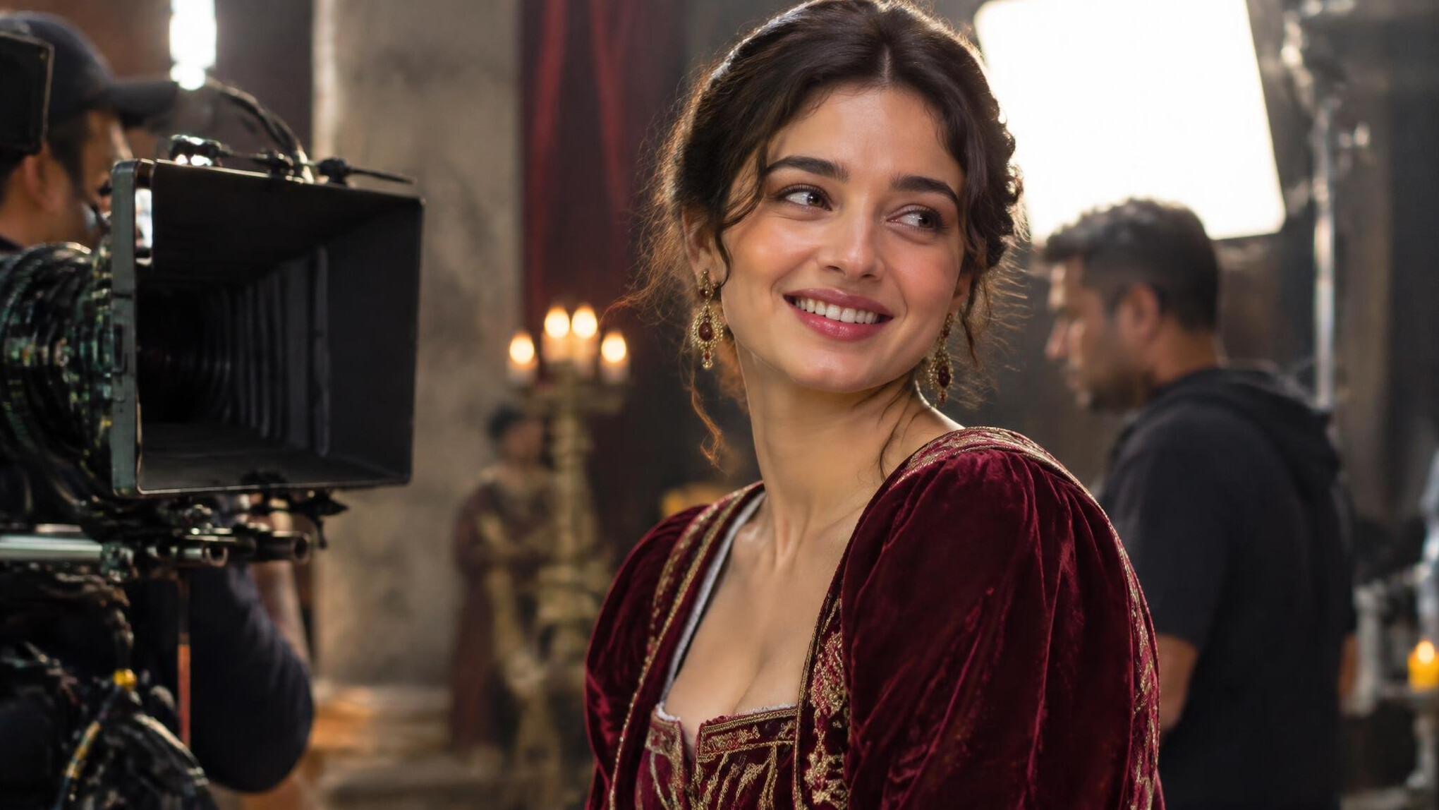 actress on film set