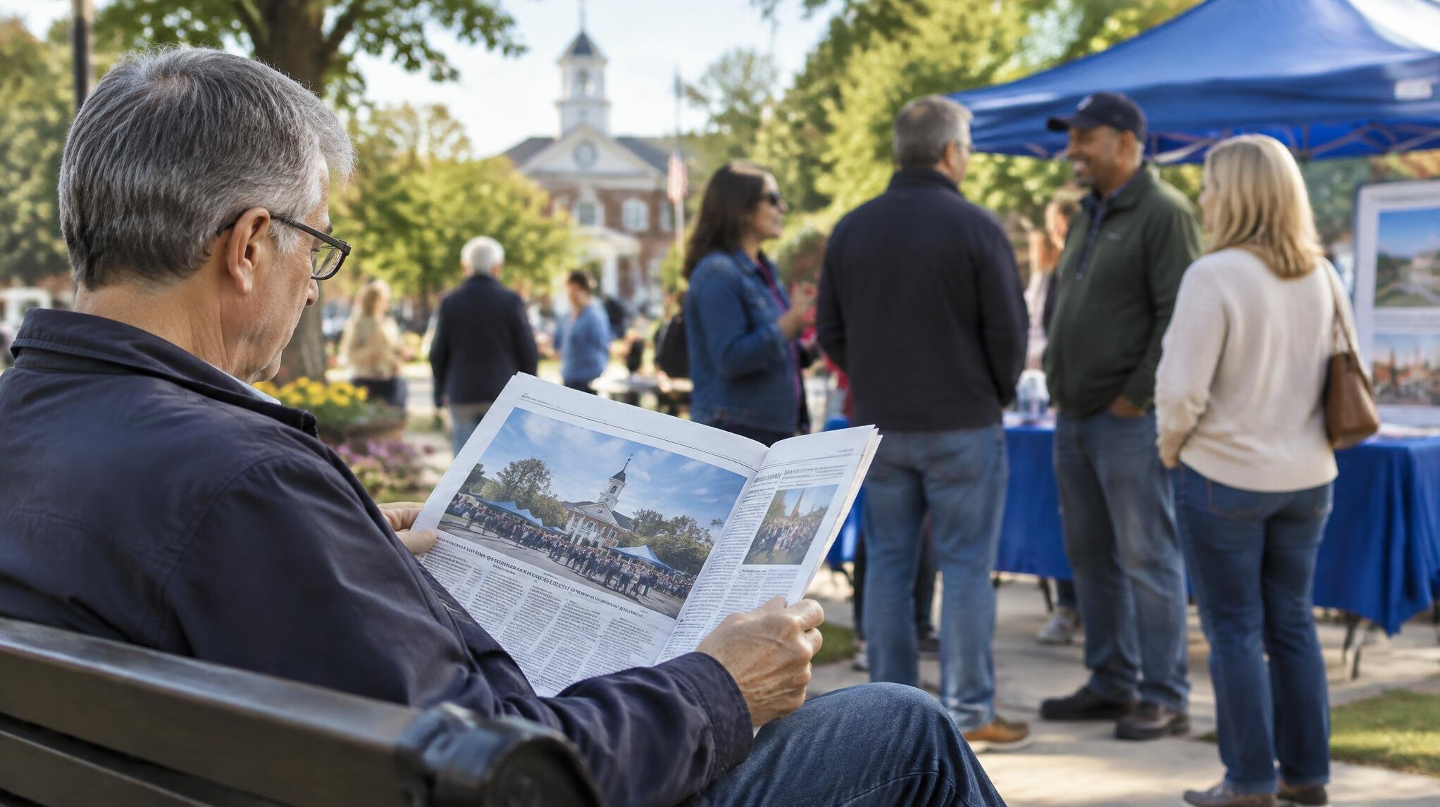 person reading newspaper
