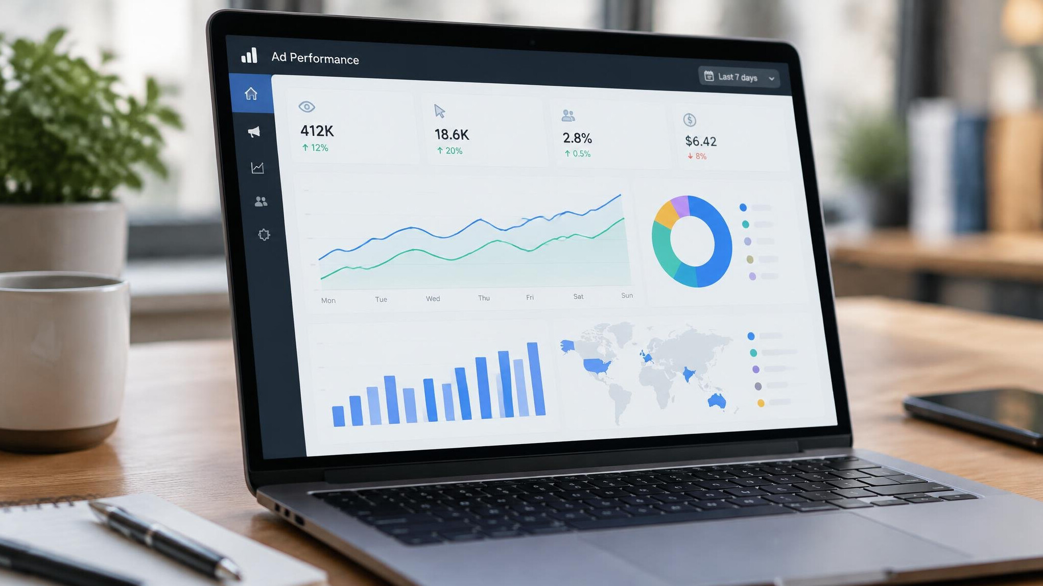 Analytics dashboard displayed on a laptop screen