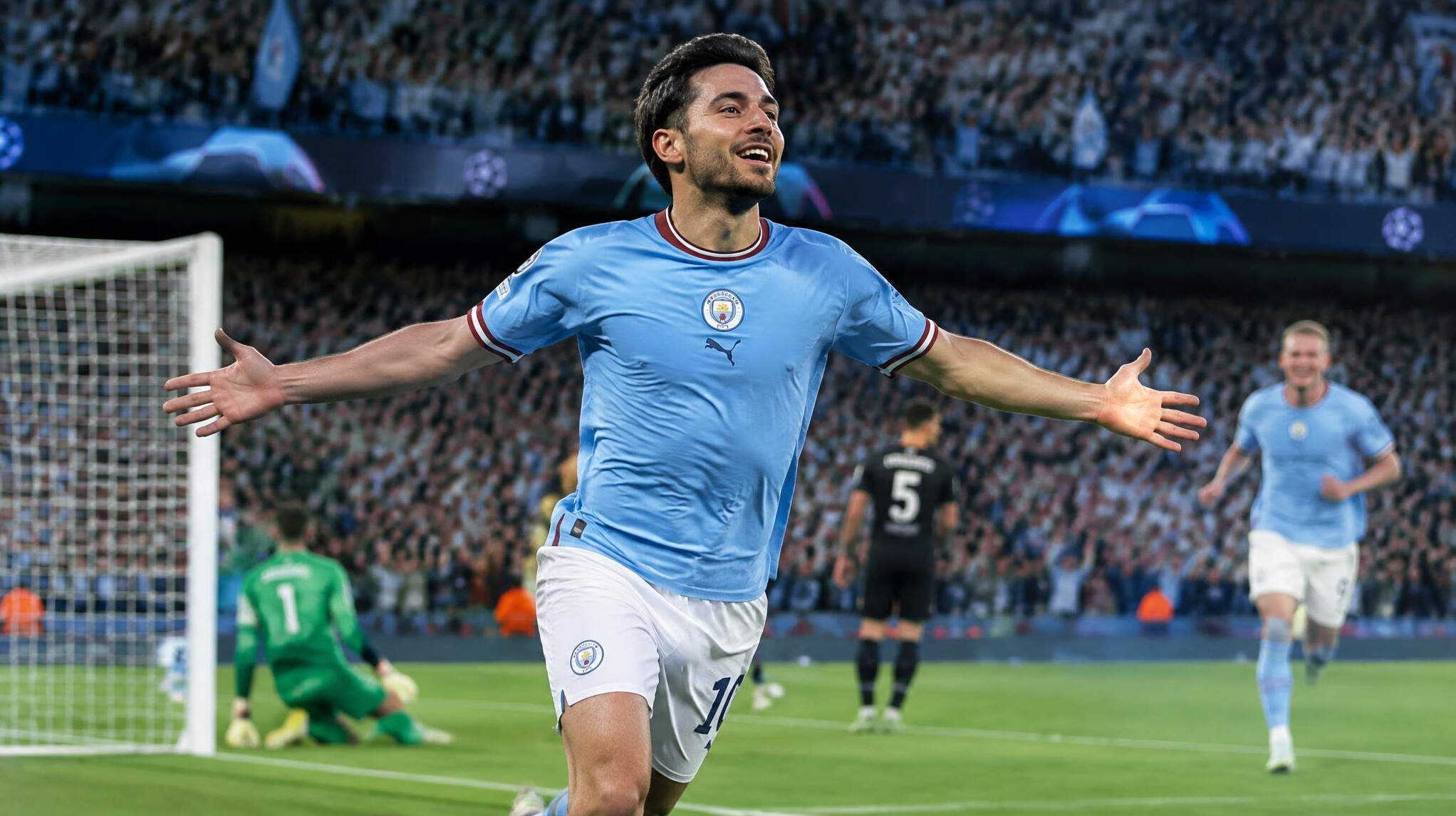 soccer player celebrating goal