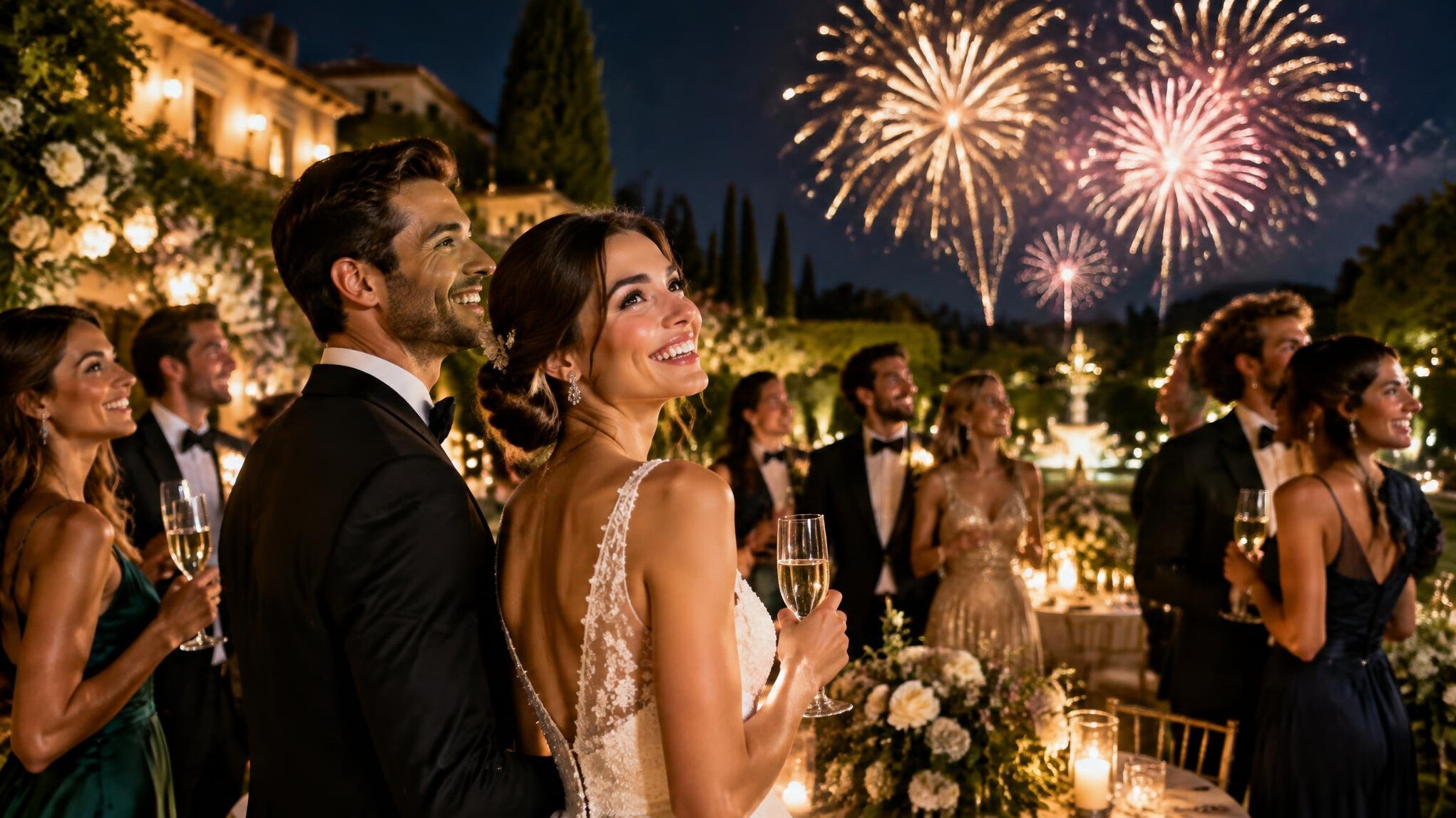 wedding fireworks night